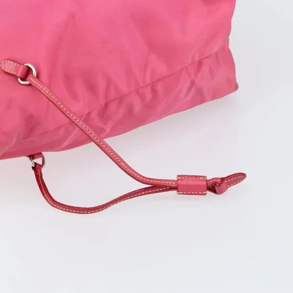 PRADA Tote Bag Nylon Pink Silver Auth 151499